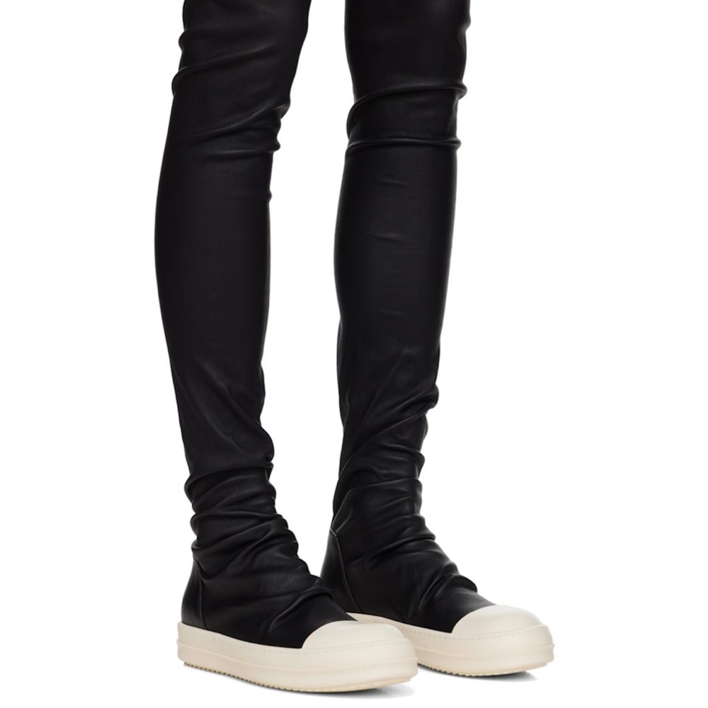Rick Owens Black Porterville Knee High Stocking Sneaks Boots Size 6